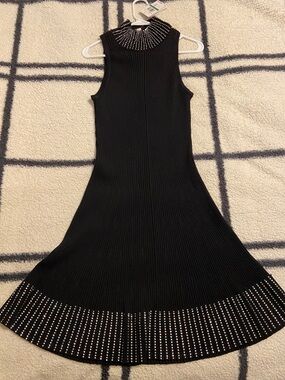 Michael Kors Black Studded Knit Sleeveless Dress